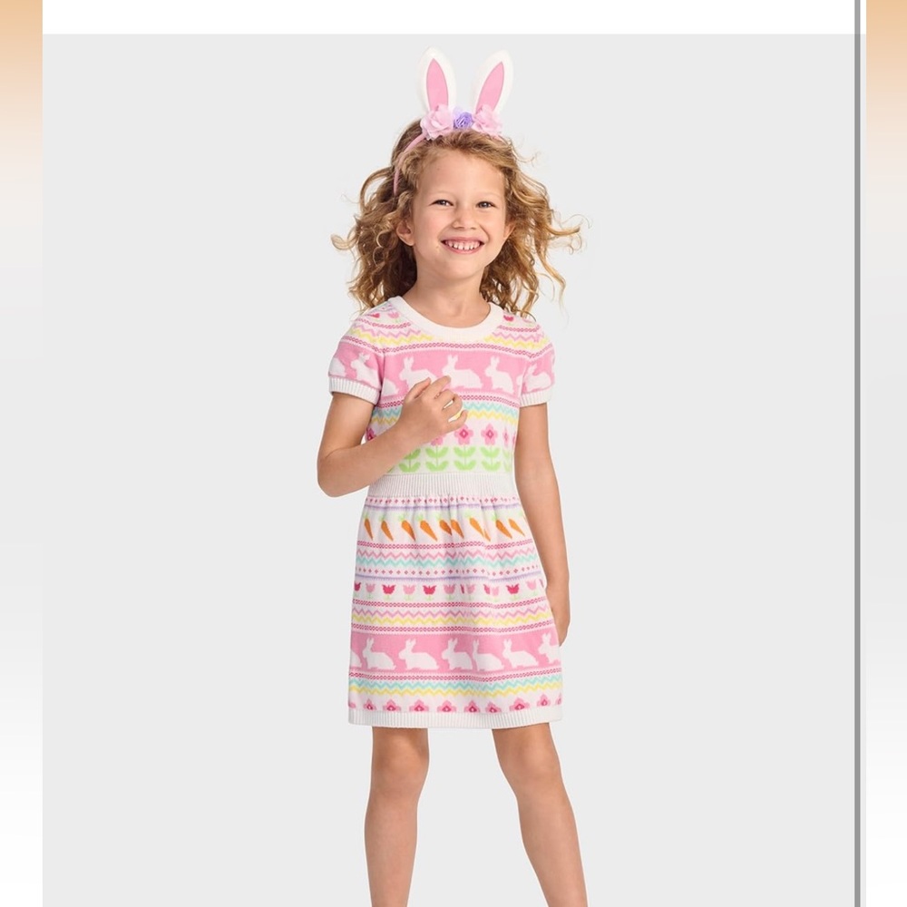 Gymboree Pink and White Bunny Fairisle